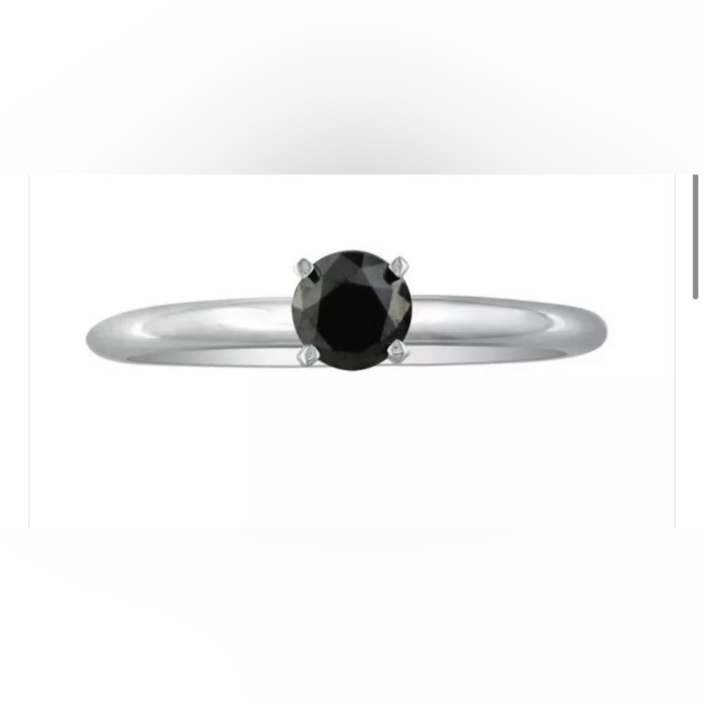 1/2 Carat Genuine Black Diamond Solitaire Ring